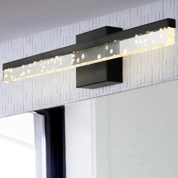 Mario Modern Contemporary 360-Degree Rotatable Iron/Seeded Acrylic Integrated LED Vanity Light - JONATHAN Y